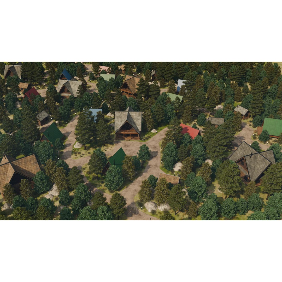 Countryside Village 3D Model – PBR Landscape Scene, FBX - View 3
