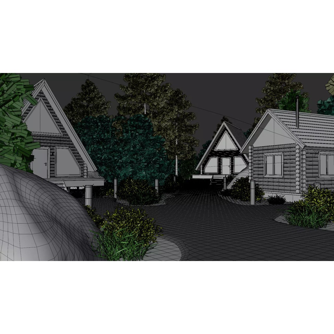 Countryside Village 3D Model – PBR Landscape Scene, FBX - View 37