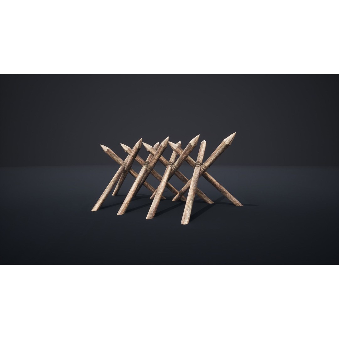 Palisade Barrier 3D Model – Low Poly Game Asset, FBX, PBR - View 18