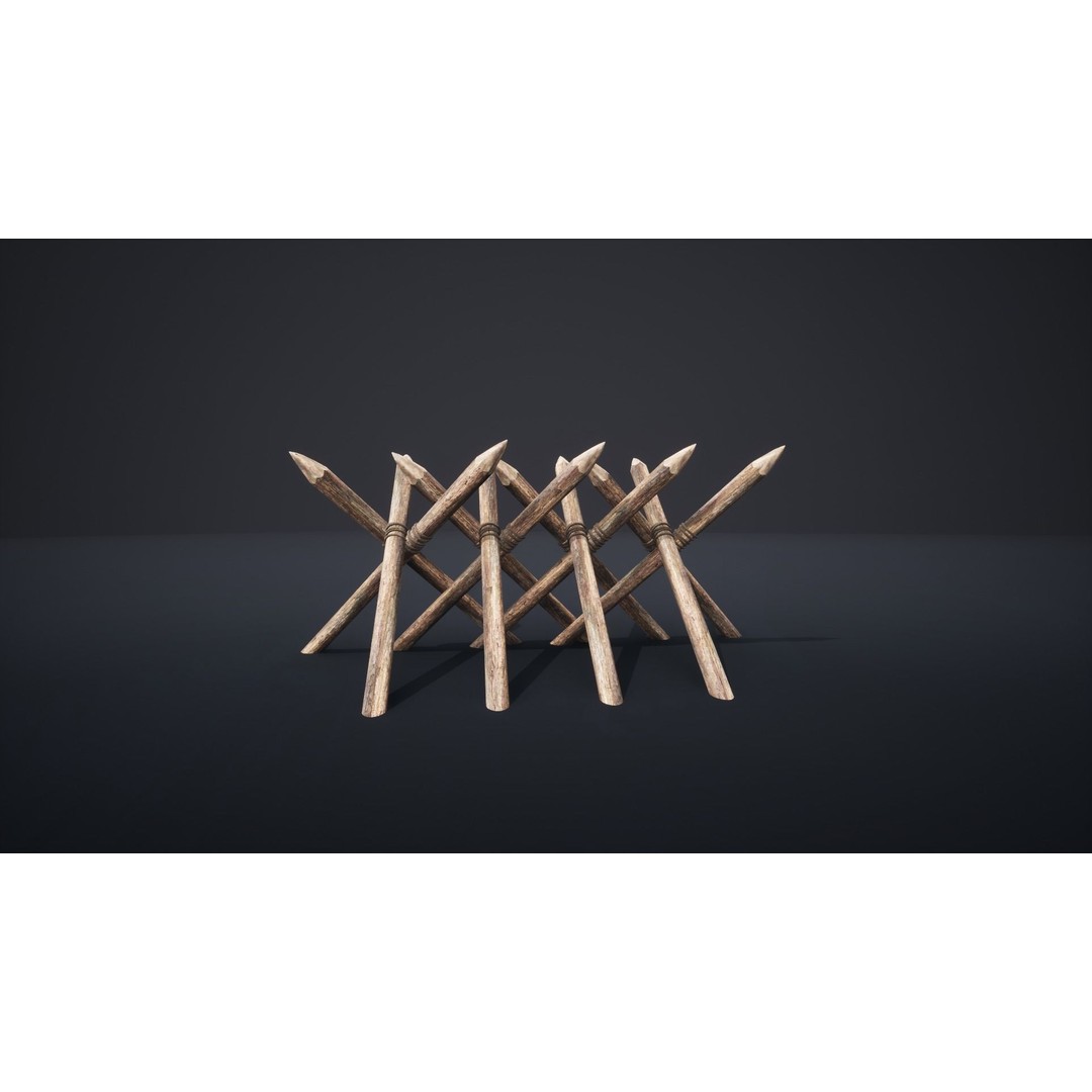 Palisade Barrier 3D Model – Low Poly Game Asset, FBX, PBR - View 19