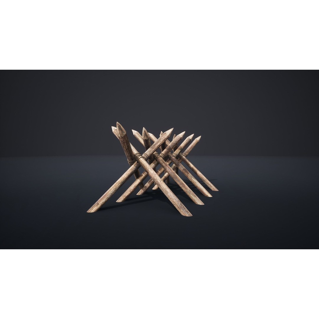 Palisade Barrier 3D Model – Low Poly Game Asset, FBX, PBR - View 20