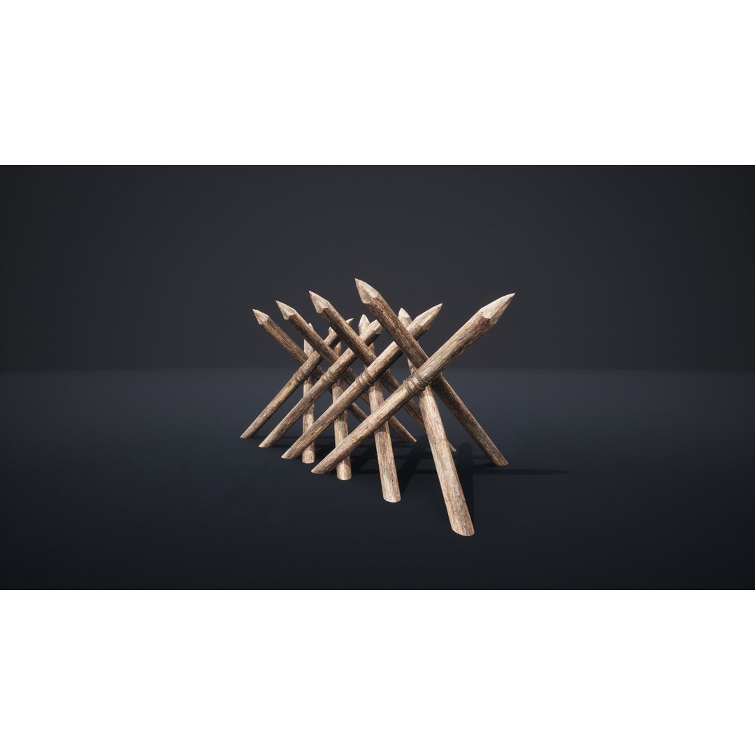 Palisade Barrier 3D Model – Low Poly Game Asset, FBX, PBR - View 21