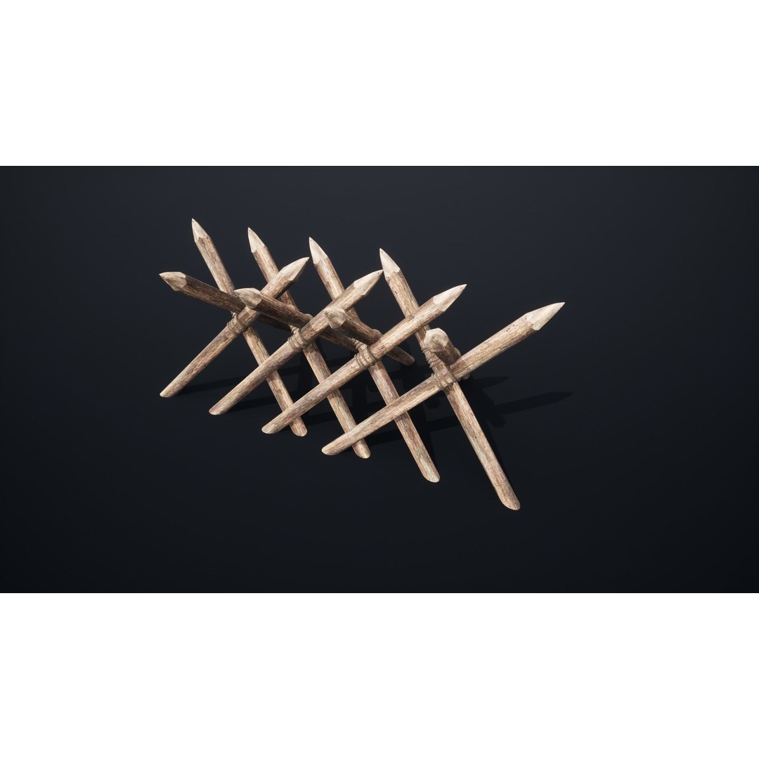 Palisade Barrier 3D Model – Low Poly Game Asset, FBX, PBR - View 22