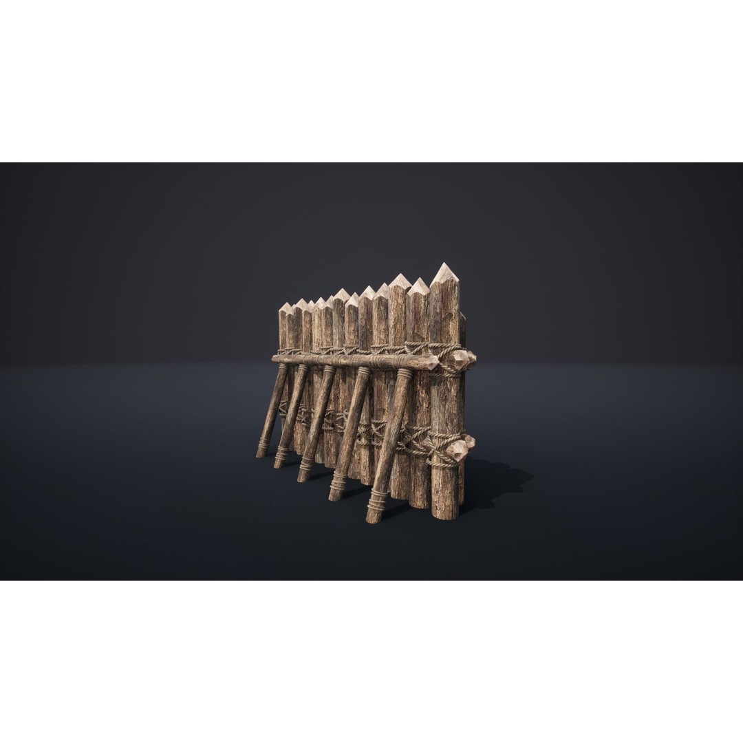 Palisade Barrier 3D Model – Low Poly Game Asset, FBX, PBR - View 25