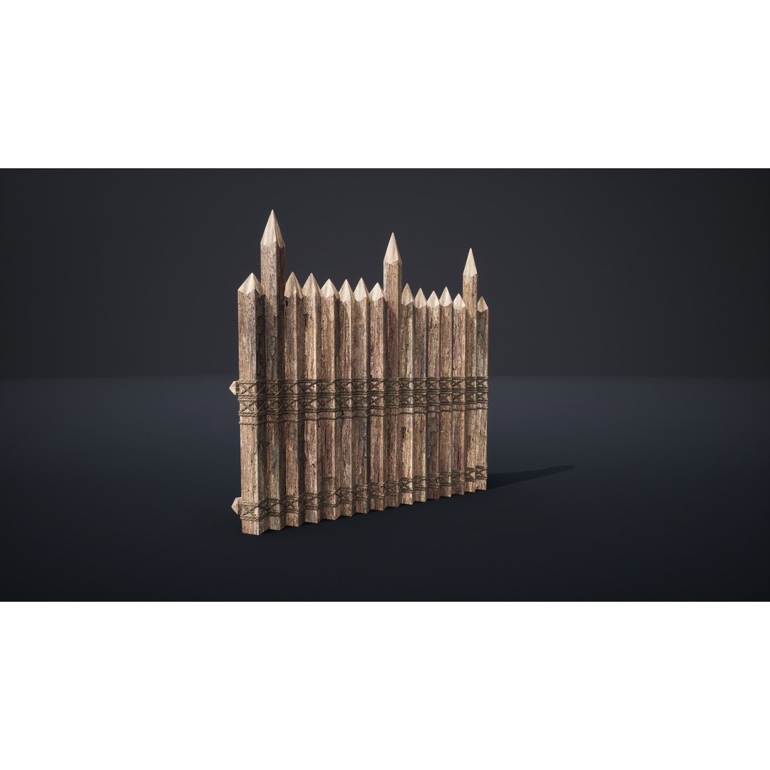 Palisade Barrier 3D Model – Low Poly Game Asset, FBX, PBR - View 29