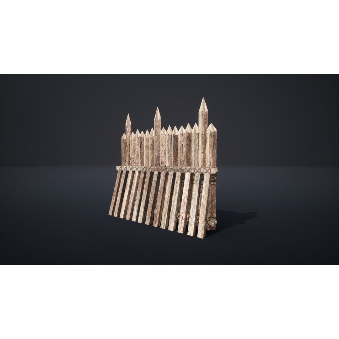 Palisade Barrier 3D Model – Low Poly Game Asset, FBX, PBR - View 30