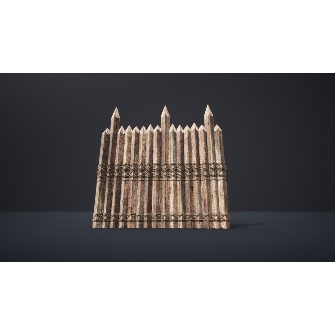 Palisade Barrier 3D Model – Low Poly Game Asset, FBX, PBR - View 31