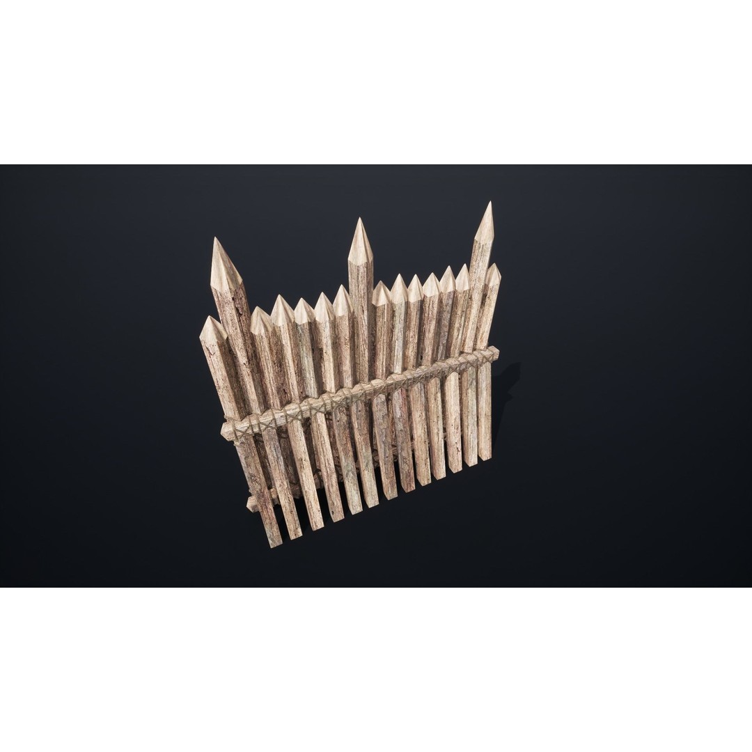 Palisade Barrier 3D Model – Low Poly Game Asset, FBX, PBR - View 32