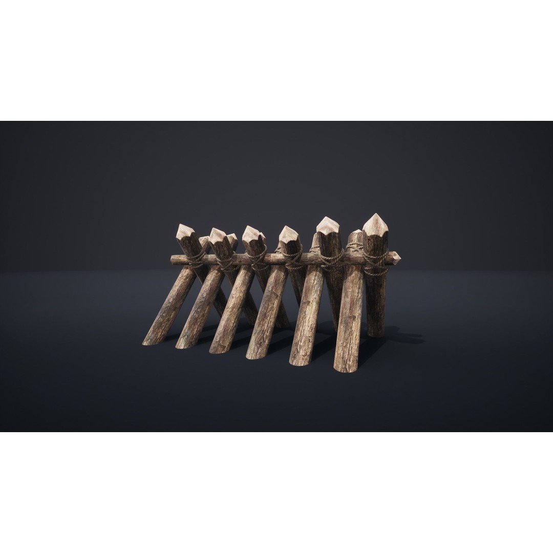 Palisade Barrier 3D Model – Low Poly Game Asset, FBX, PBR - View 33