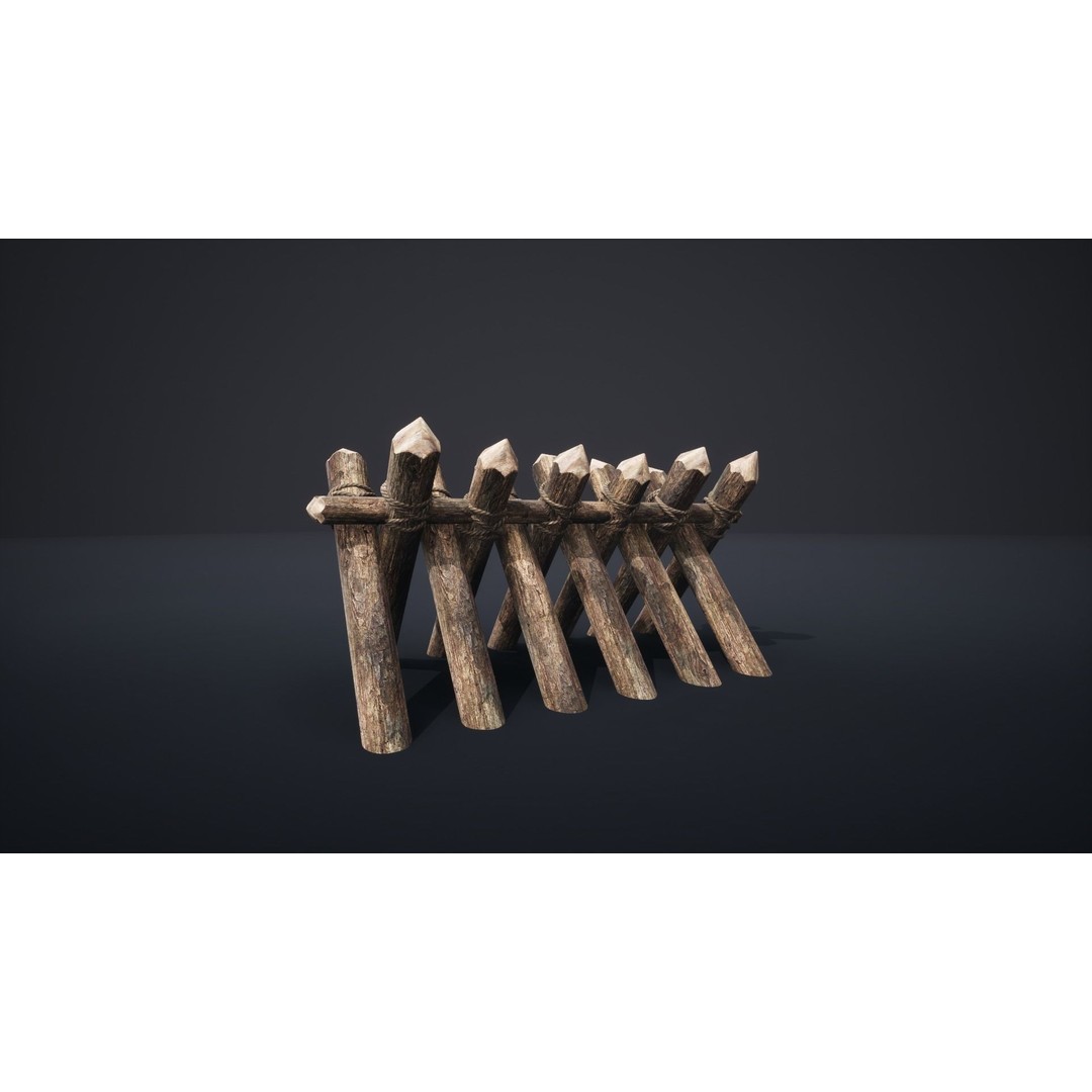 Palisade Barrier 3D Model – Low Poly Game Asset, FBX, PBR - View 34