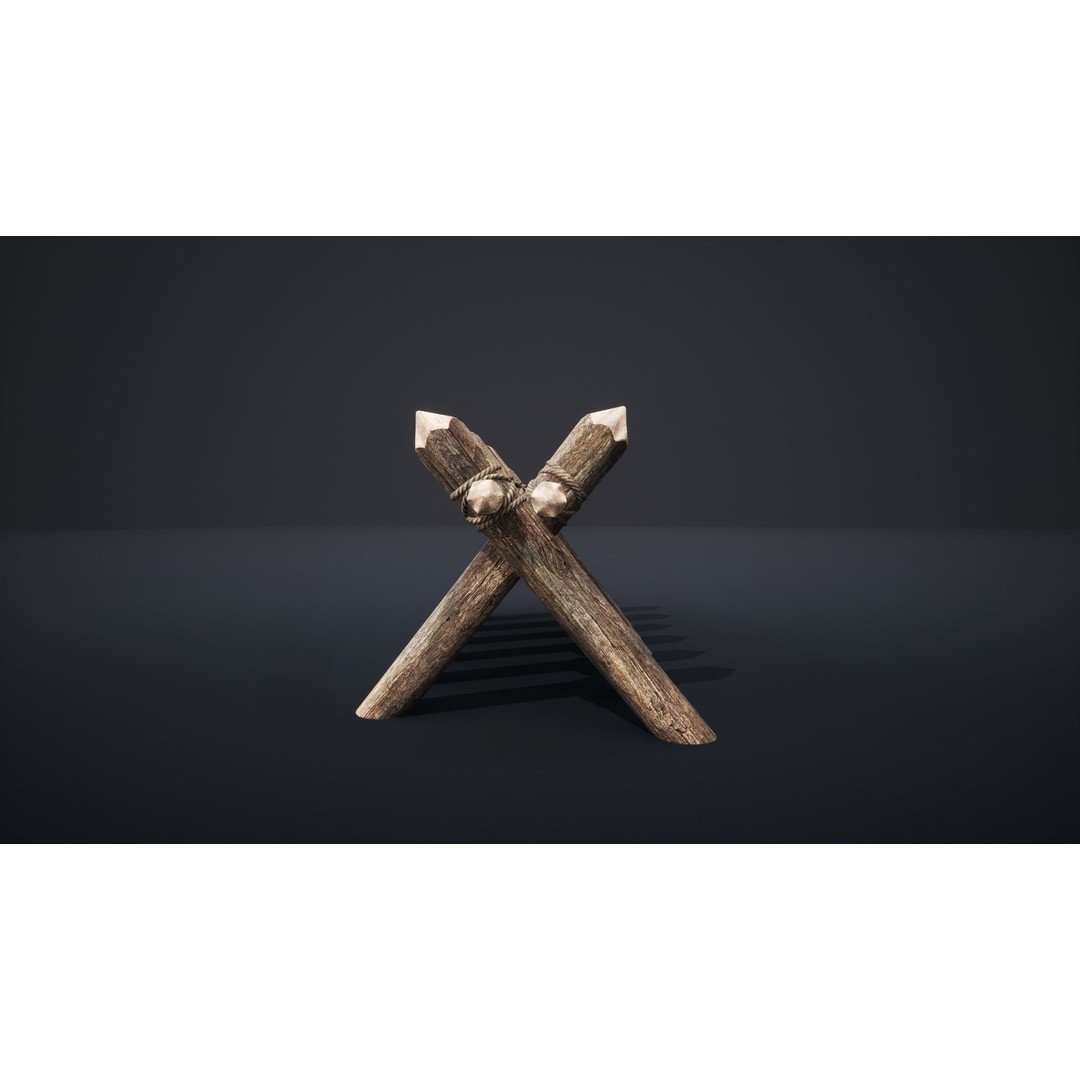 Palisade Barrier 3D Model – Low Poly Game Asset, FBX, PBR - View 35