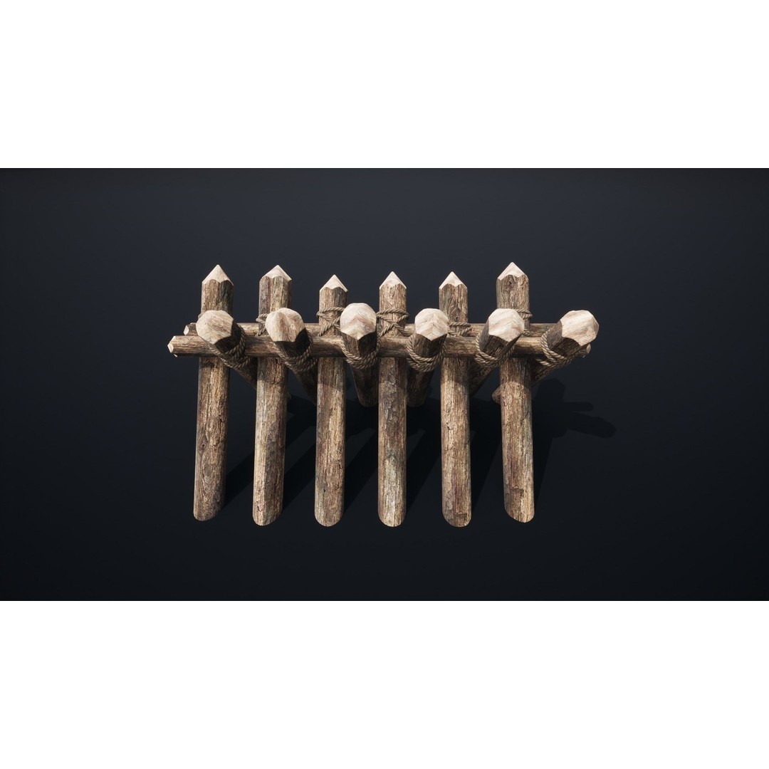 Palisade Barrier 3D Model – Low Poly Game Asset, FBX, PBR - View 37