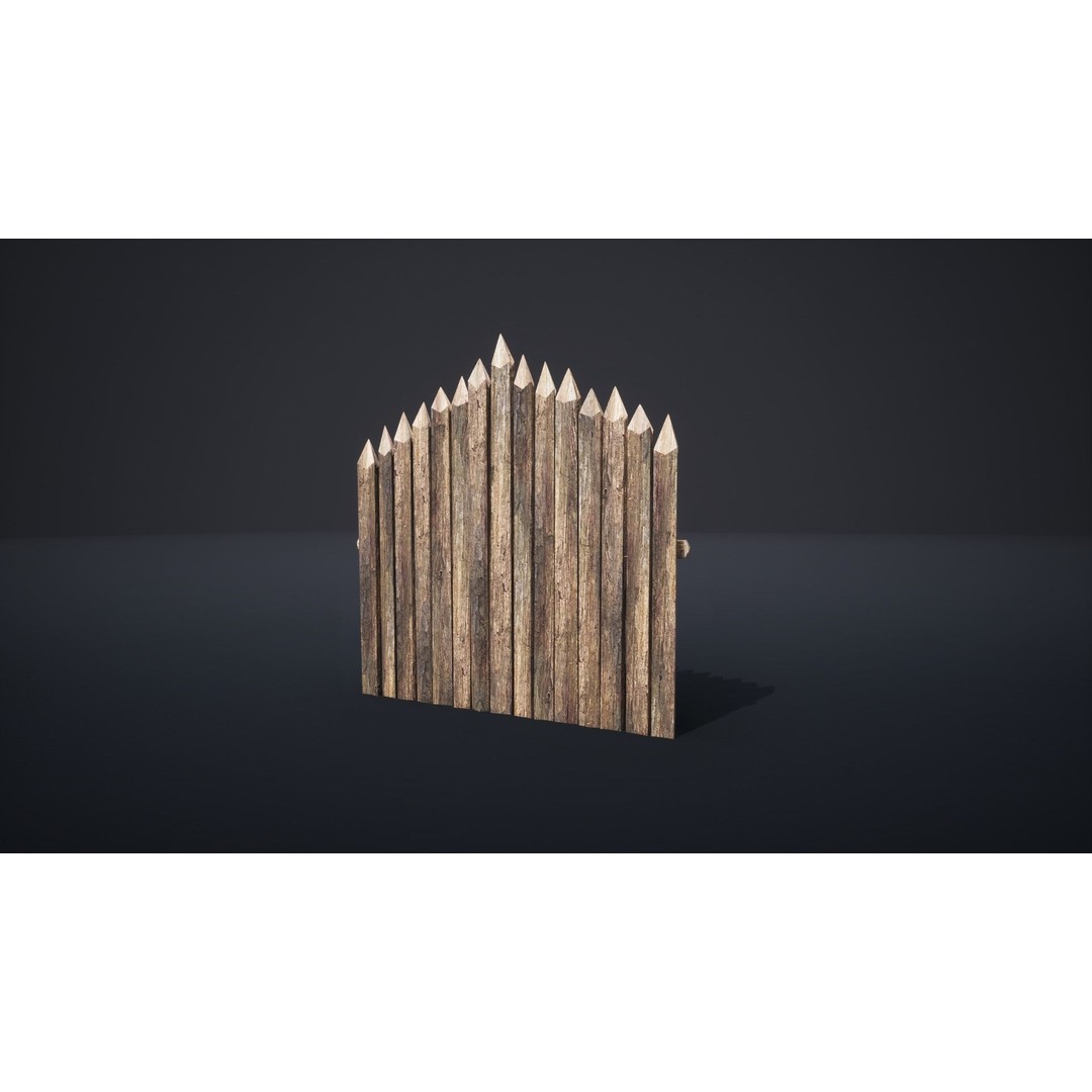 Palisade Barrier 3D Model – Low Poly Game Asset, FBX, PBR - View 38