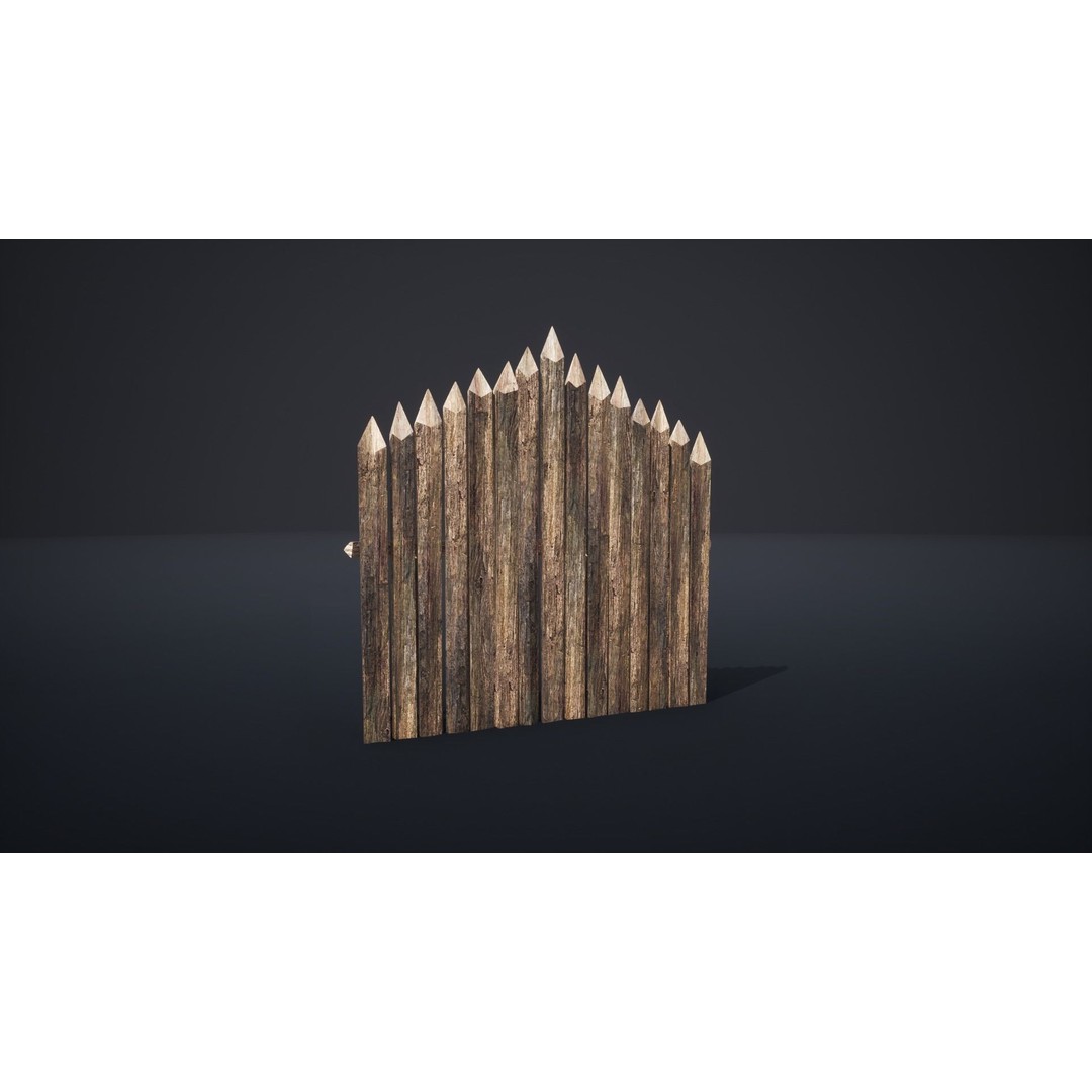 Palisade Barrier 3D Model – Low Poly Game Asset, FBX, PBR - View 39