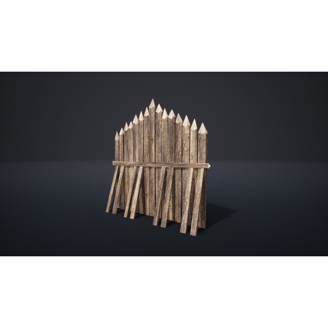 Palisade Barrier 3D Model – Low Poly Game Asset, FBX, PBR - View 40