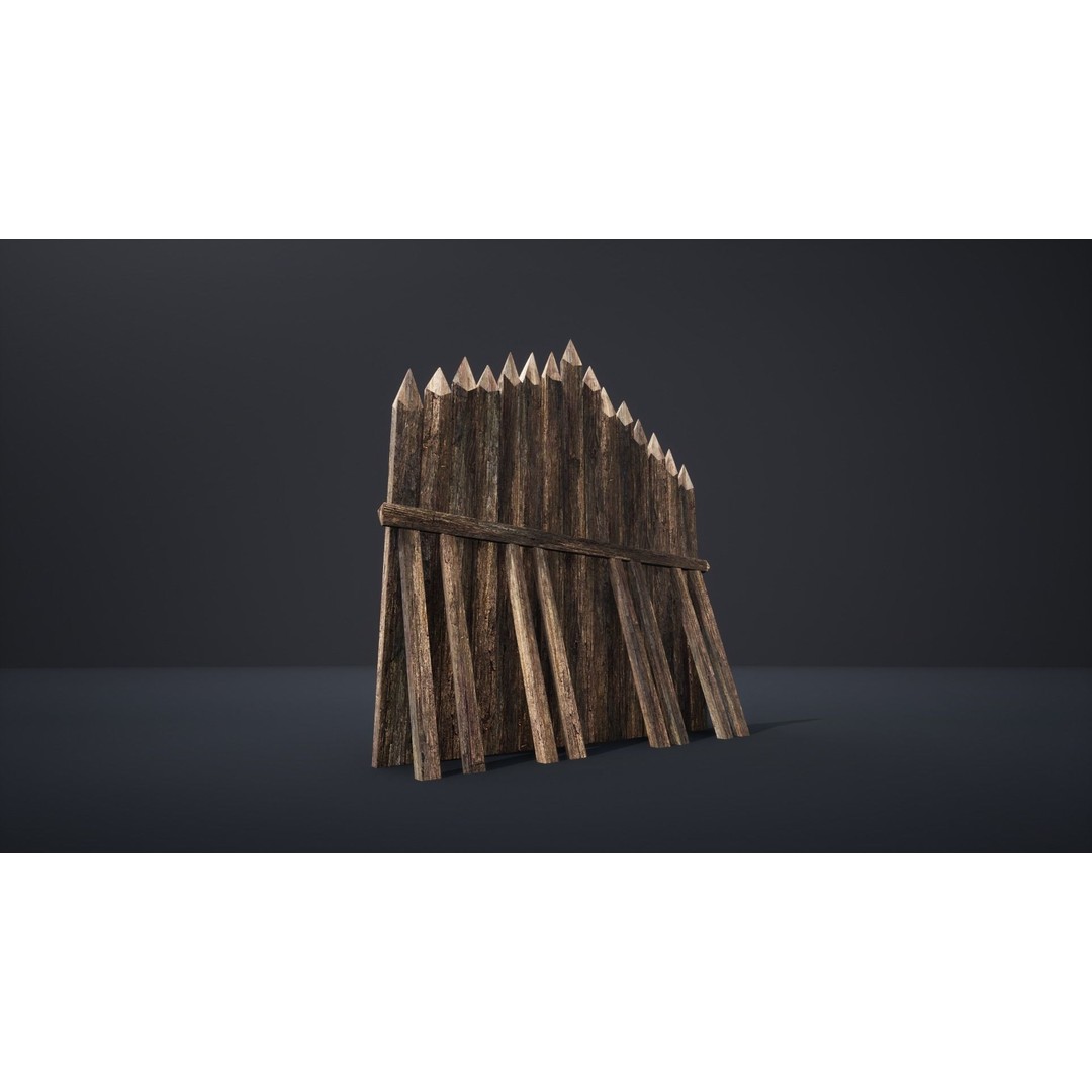 Palisade Barrier 3D Model – Low Poly Game Asset, FBX, PBR - View 41