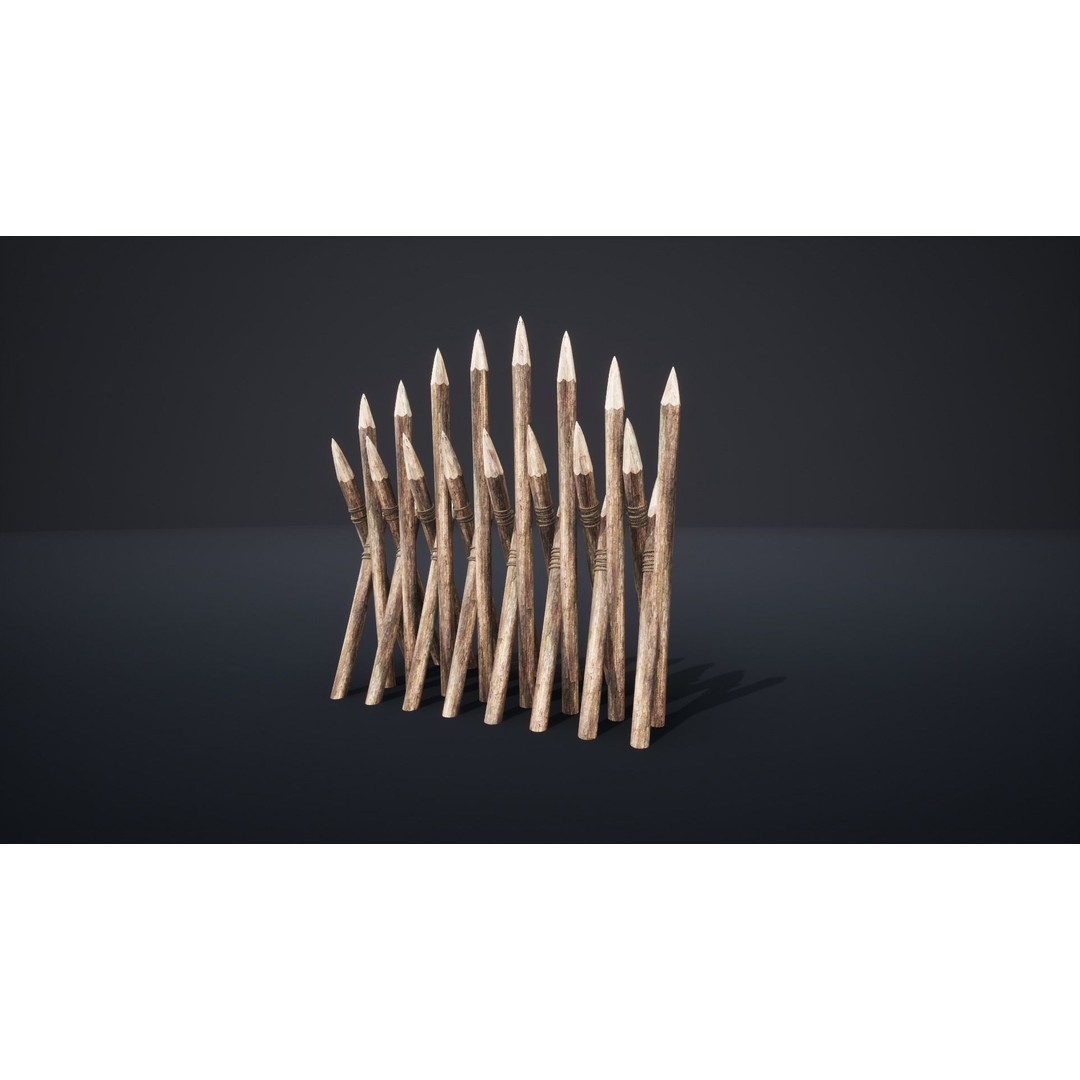 Palisade Barrier 3D Model – Low Poly Game Asset, FBX, PBR - View 43