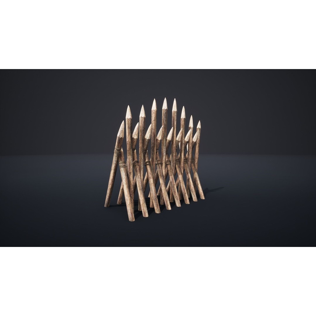 Palisade Barrier 3D Model – Low Poly Game Asset, FBX, PBR - View 44