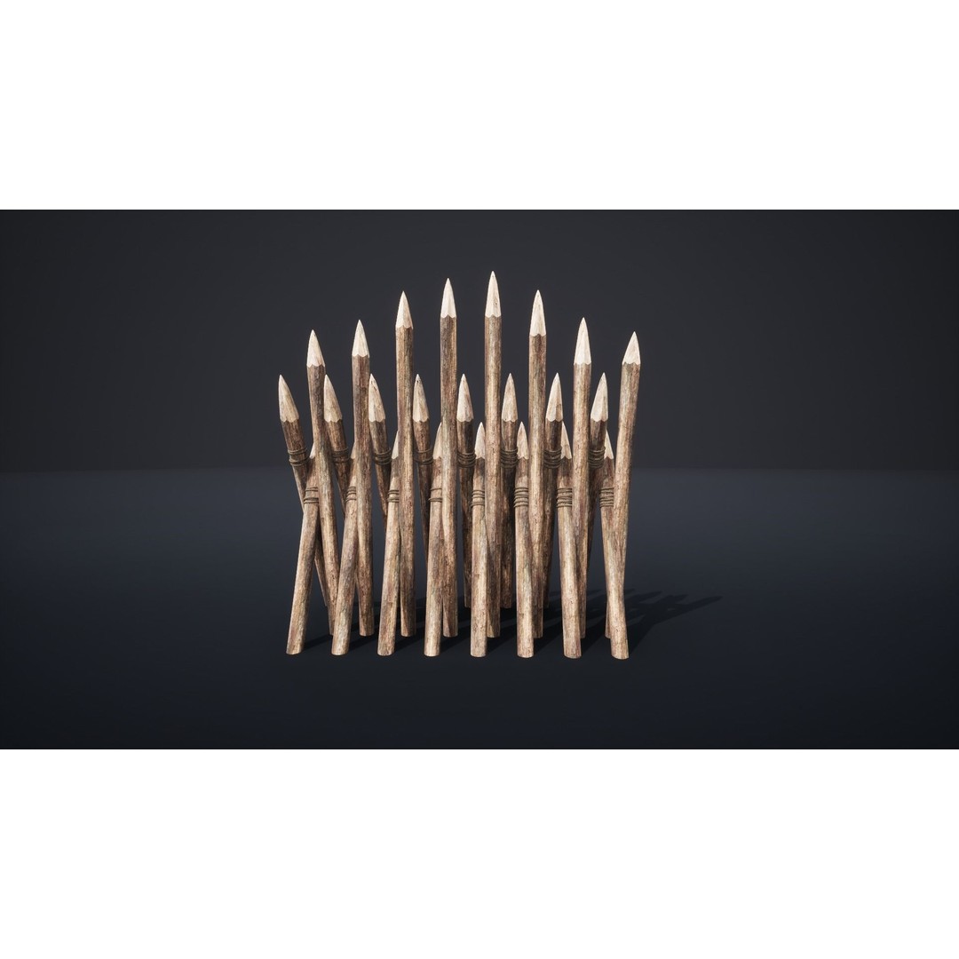 Palisade Barrier 3D Model – Low Poly Game Asset, FBX, PBR - View 45