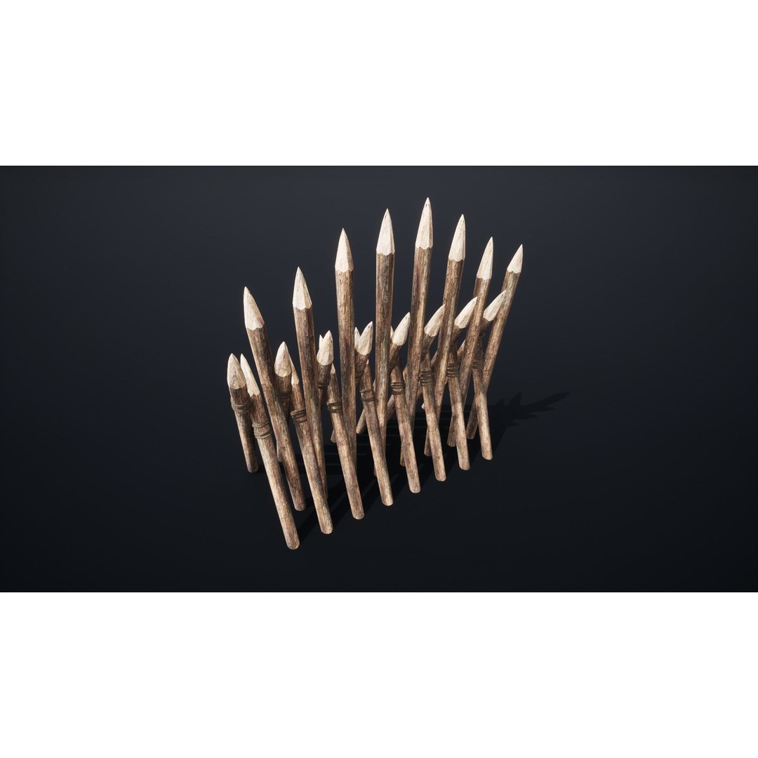 Palisade Barrier 3D Model – Low Poly Game Asset, FBX, PBR - View 46