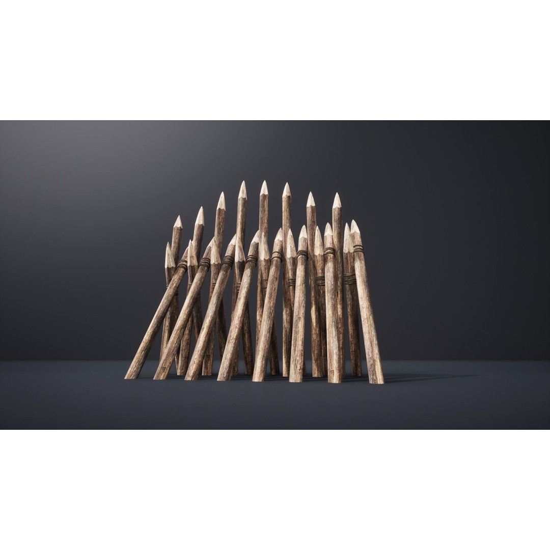 Palisade Barrier 3D Model – Low Poly Game Asset, FBX, PBR - View 47