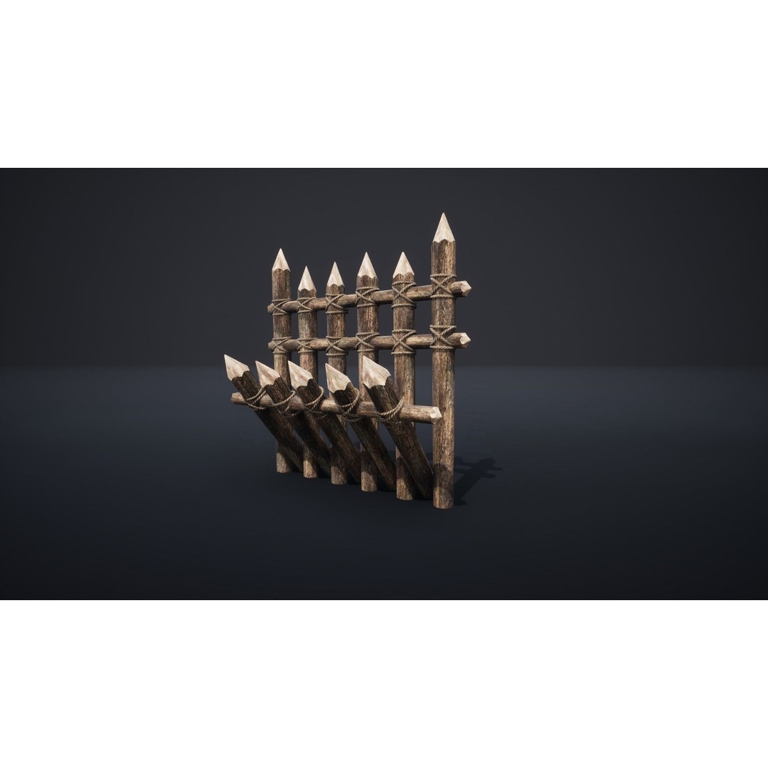 Palisade Barrier 3D Model – Low Poly Game Asset, FBX, PBR - View 48