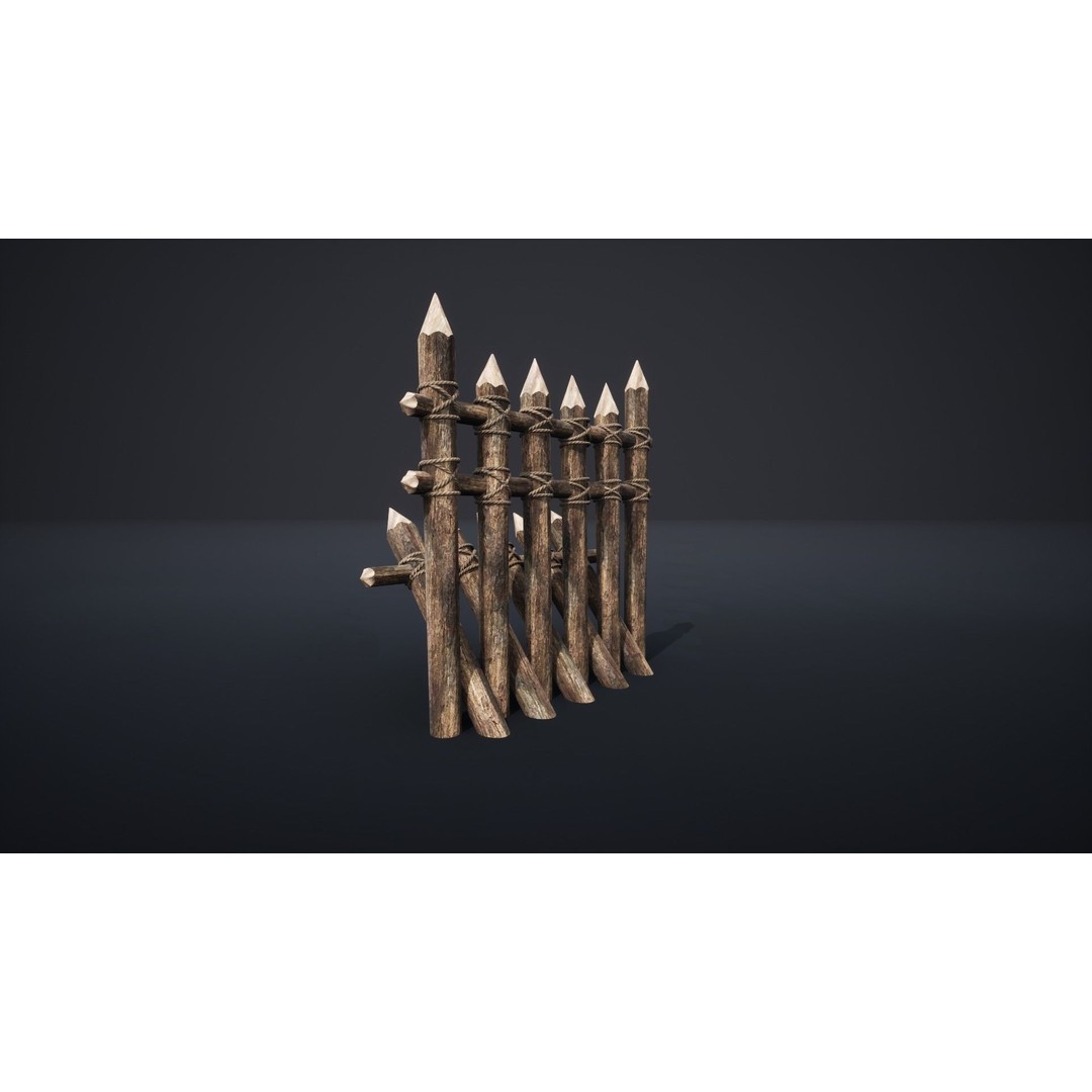Palisade Barrier 3D Model – Low Poly Game Asset, FBX, PBR - View 49