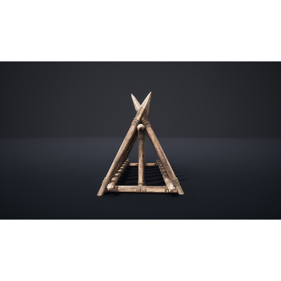 Palisade Barrier 3D Model – Low Poly Game Asset, FBX, PBR - View 5