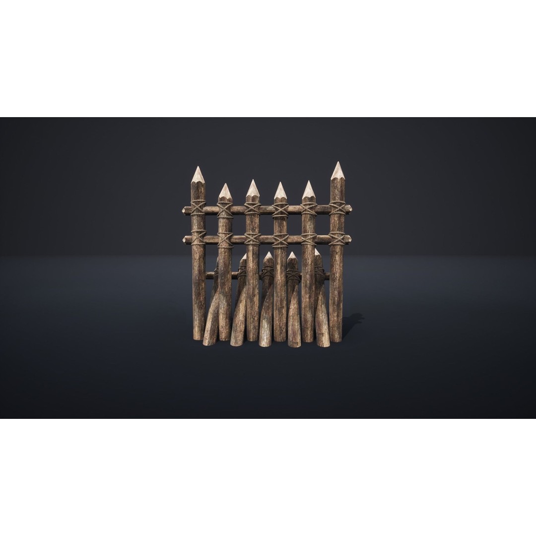 Palisade Barrier 3D Model – Low Poly Game Asset, FBX, PBR - View 50