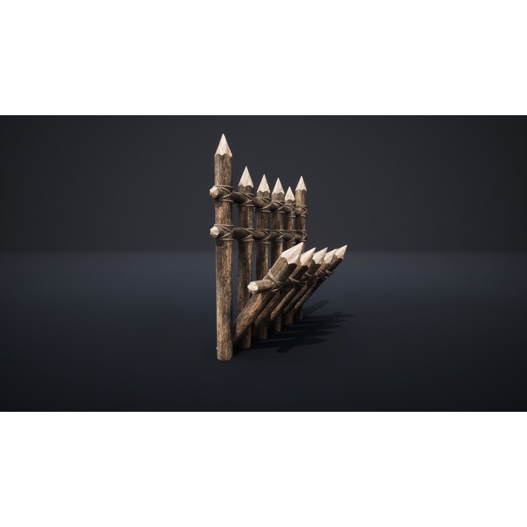 Palisade Barrier 3D Model – Low Poly Game Asset, FBX, PBR - View 51