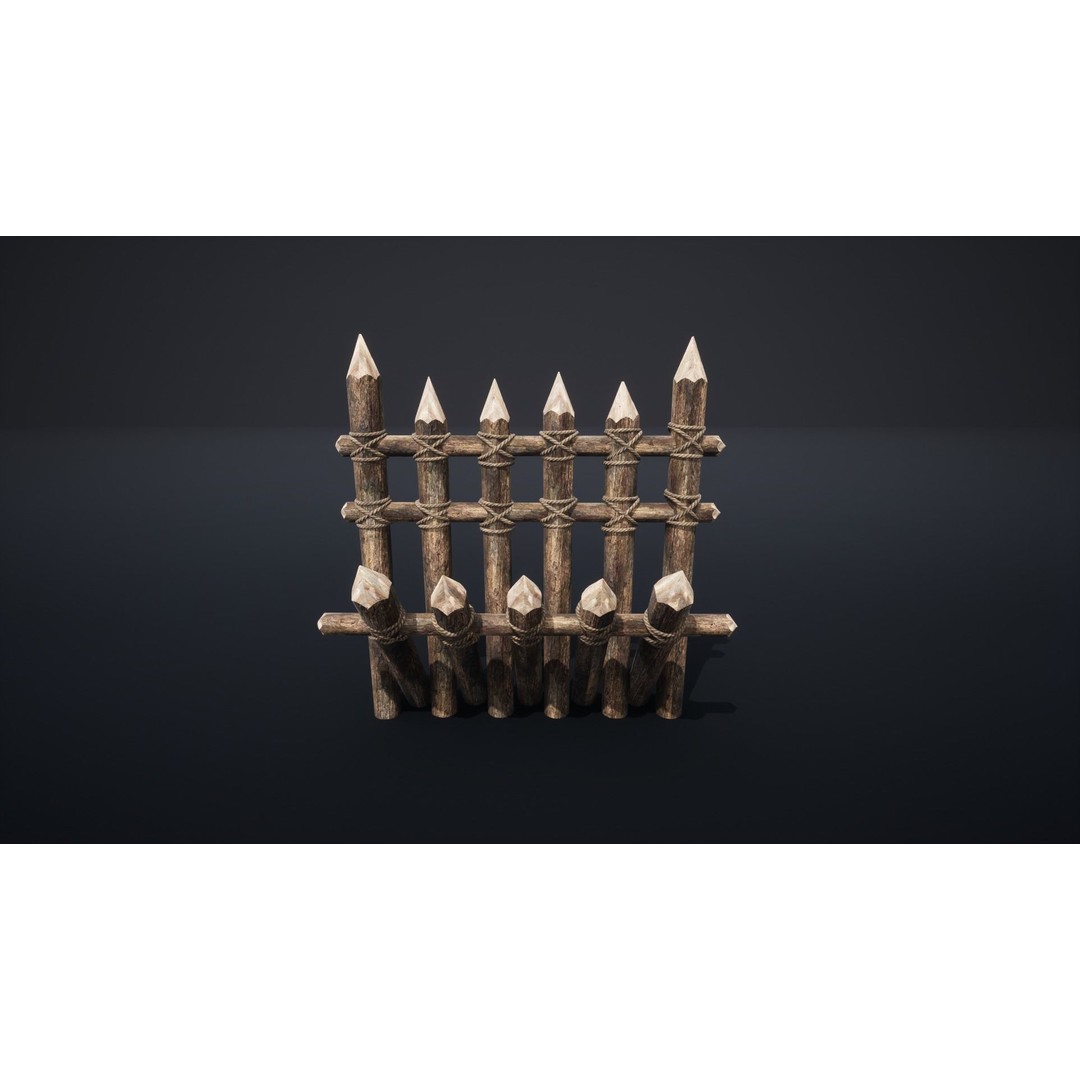 Palisade Barrier 3D Model – Low Poly Game Asset, FBX, PBR - View 52