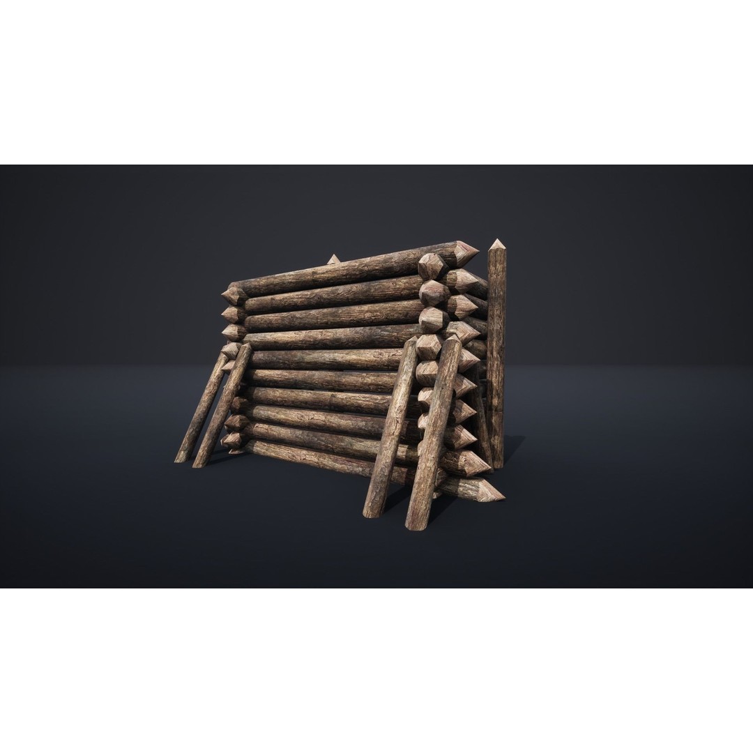 Palisade Barrier 3D Model – Low Poly Game Asset, FBX, PBR - View 54