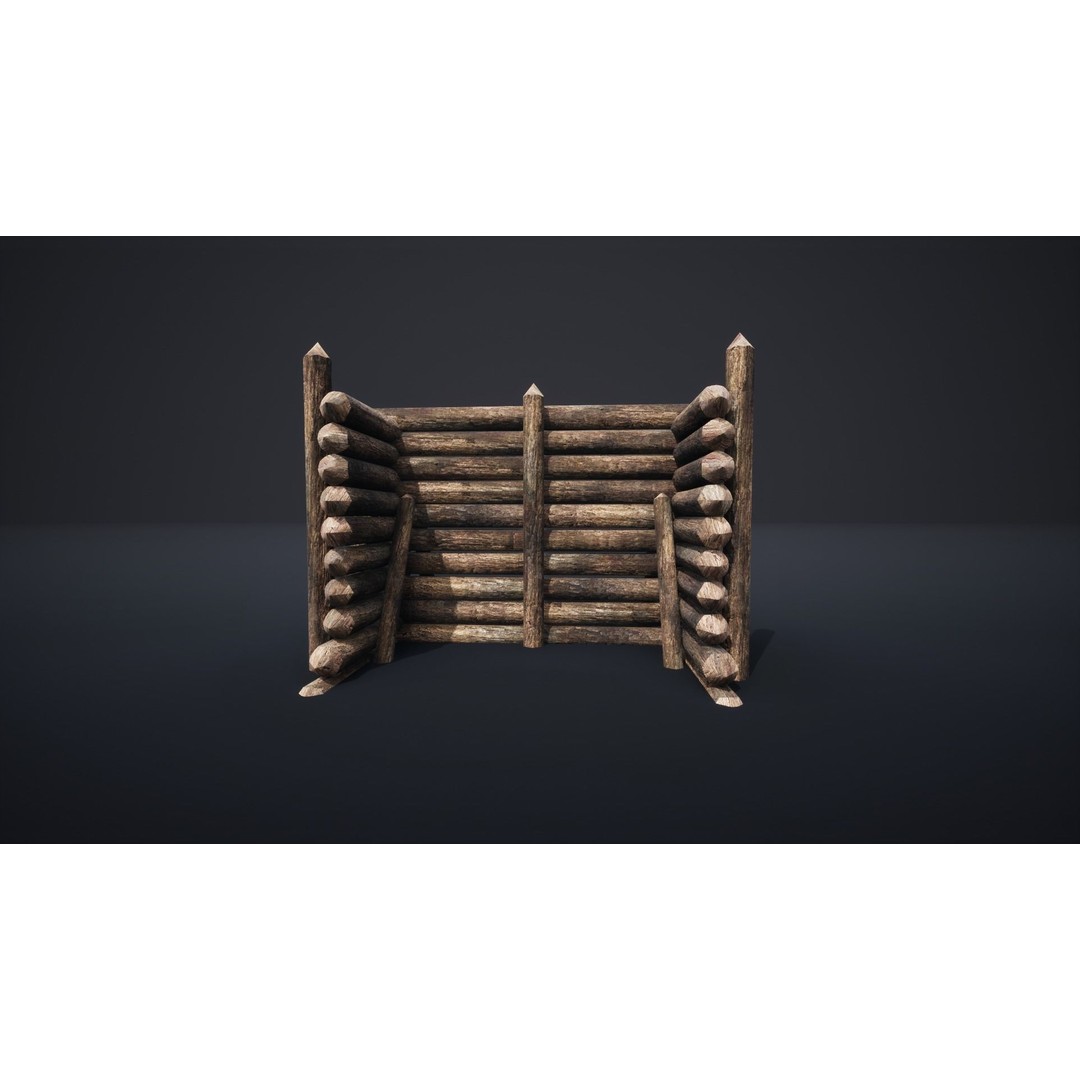Palisade Barrier 3D Model – Low Poly Game Asset, FBX, PBR - View 56