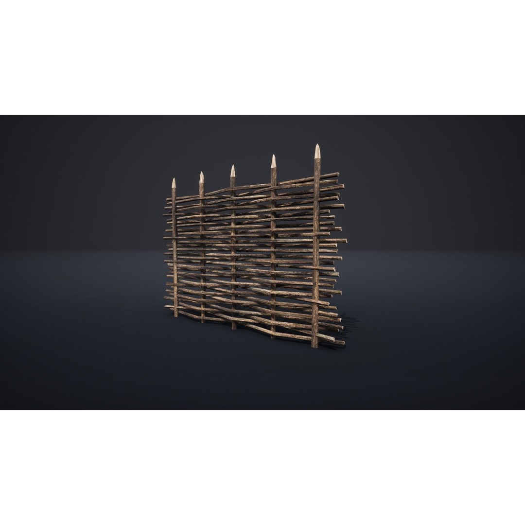 Palisade Barrier 3D Model – Low Poly Game Asset, FBX, PBR - View 59
