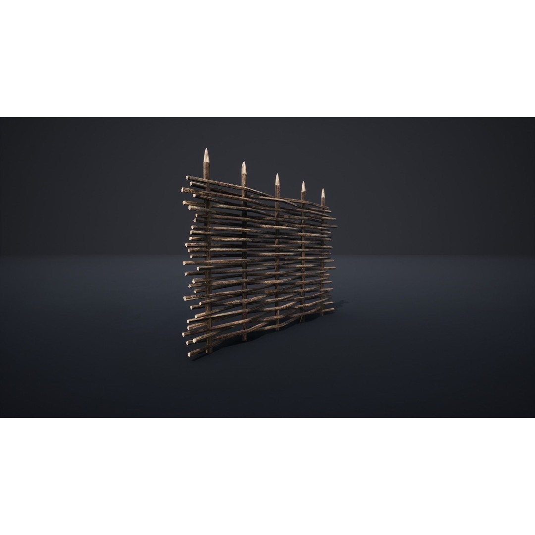 Palisade Barrier 3D Model – Low Poly Game Asset, FBX, PBR - View 60