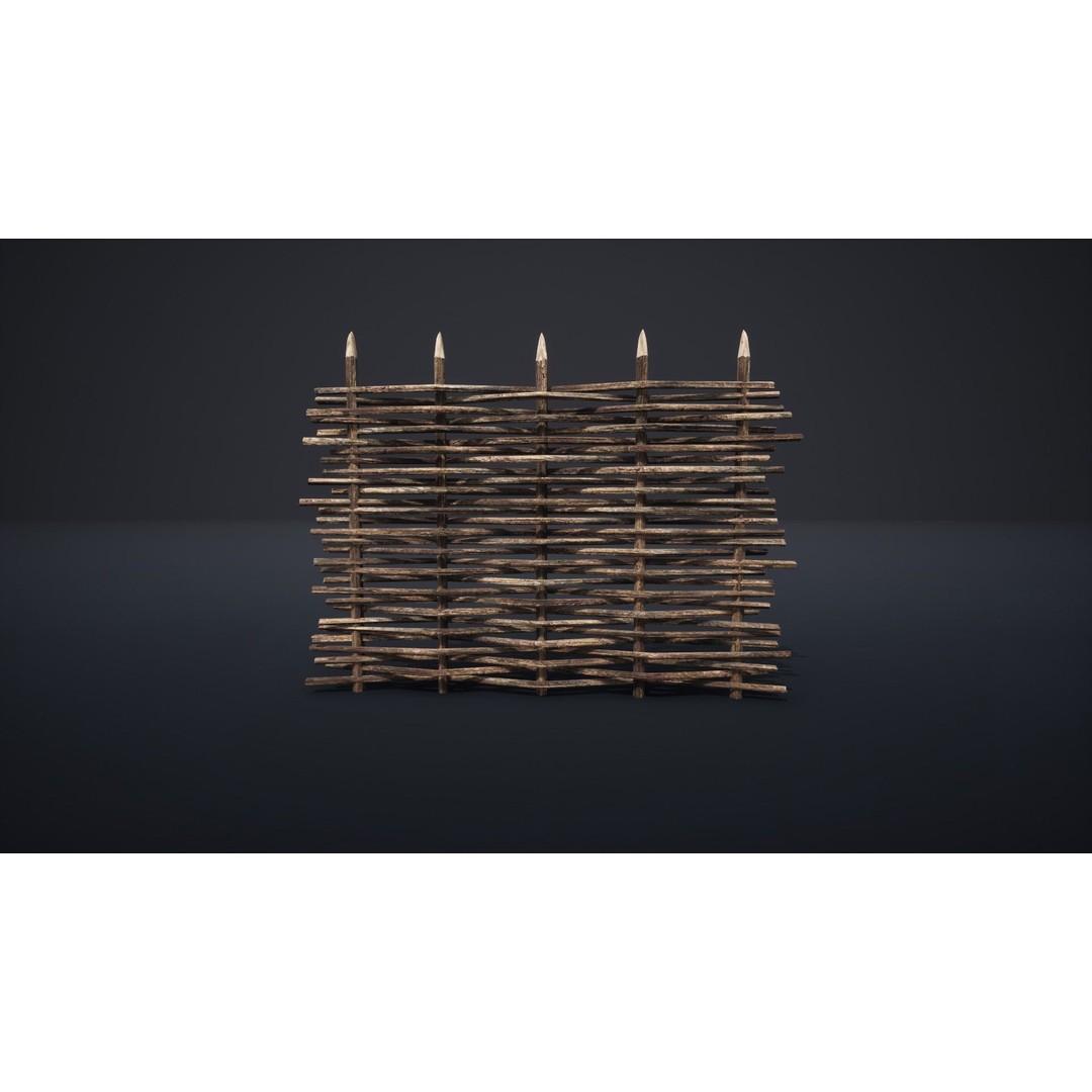 Palisade Barrier 3D Model – Low Poly Game Asset, FBX, PBR - View 61