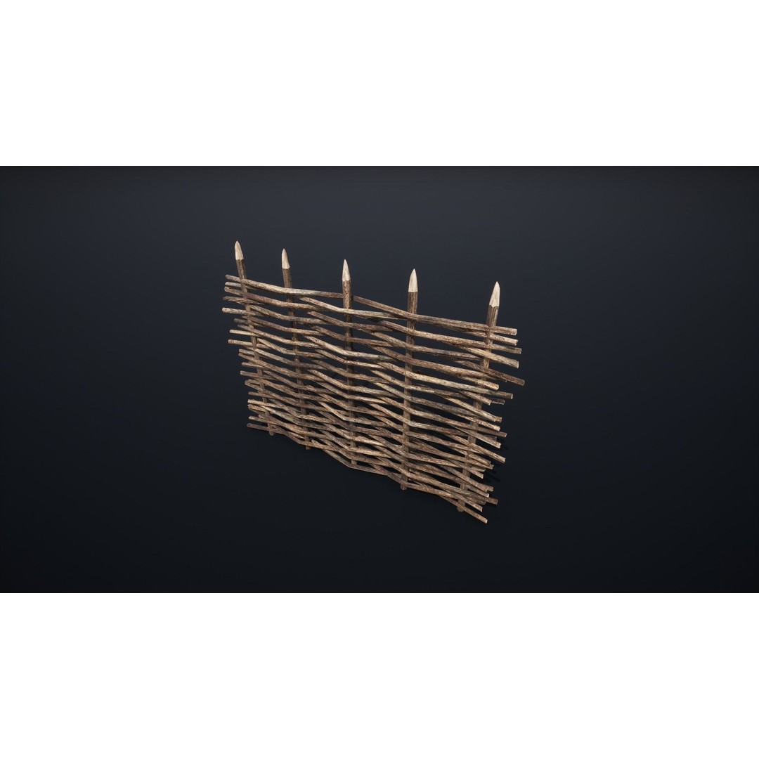 Palisade Barrier 3D Model – Low Poly Game Asset, FBX, PBR - View 62