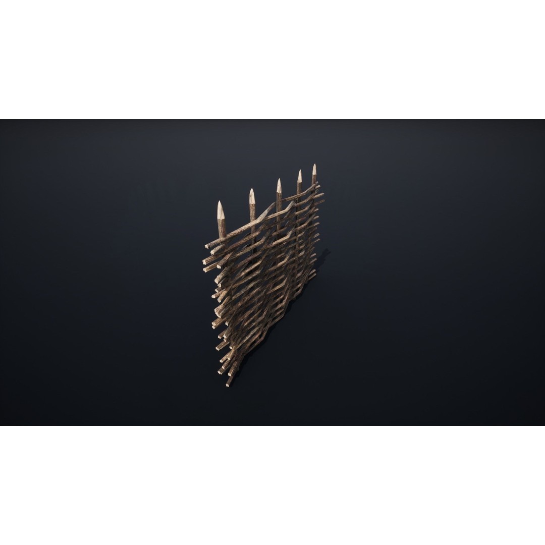 Palisade Barrier 3D Model – Low Poly Game Asset, FBX, PBR - View 63