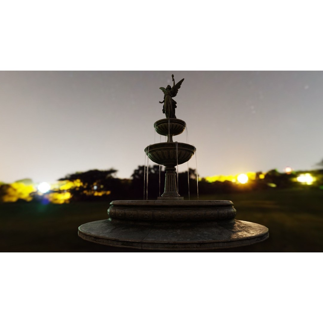 Multi-Level Fountain 3D Model – Low Poly Game Asset, FBX, OBJ - View 13