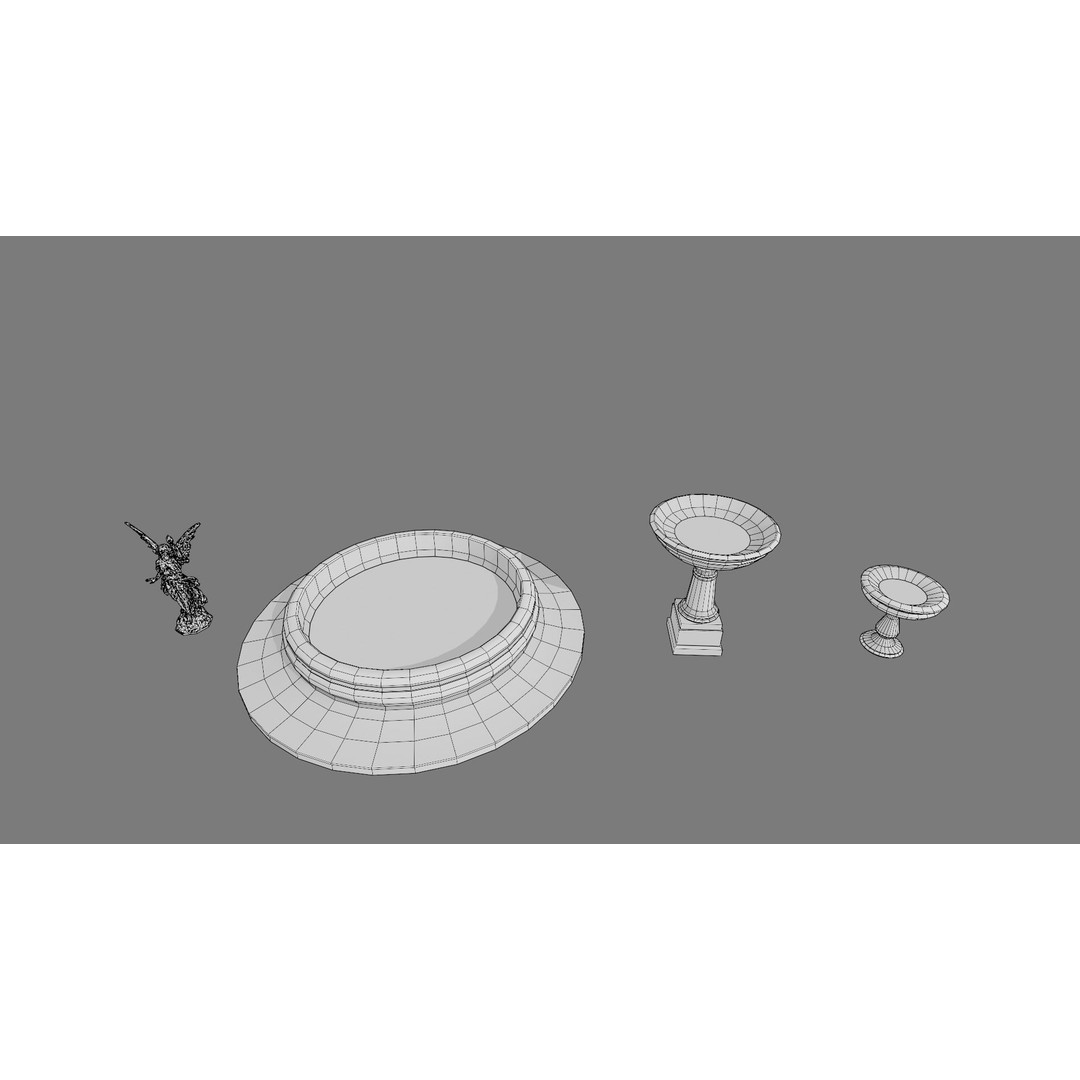 Multi-Level Fountain 3D Model – Low Poly Game Asset, FBX, OBJ - View 15