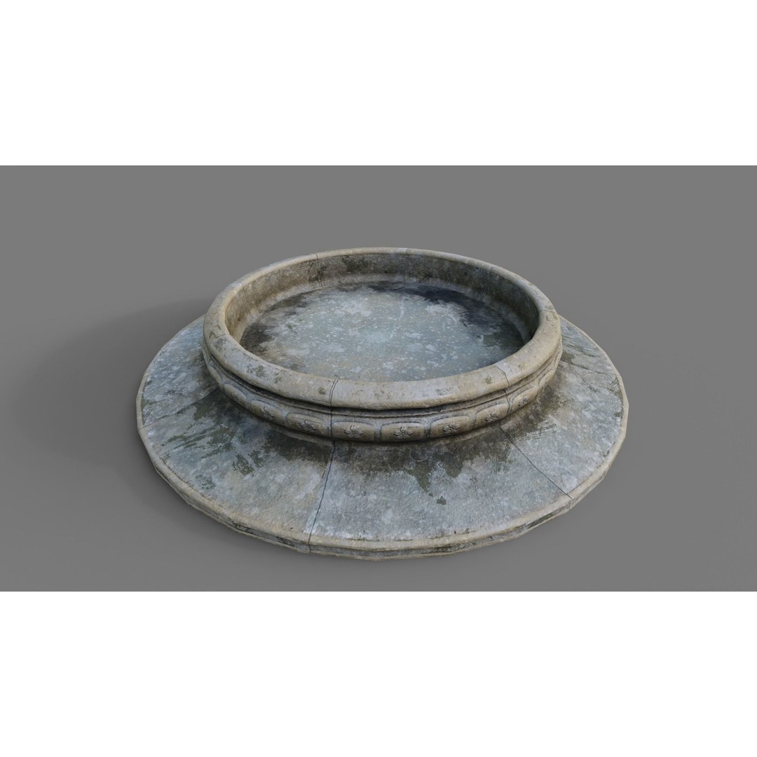 Multi-Level Fountain 3D Model – Low Poly Game Asset, FBX, OBJ - View 16