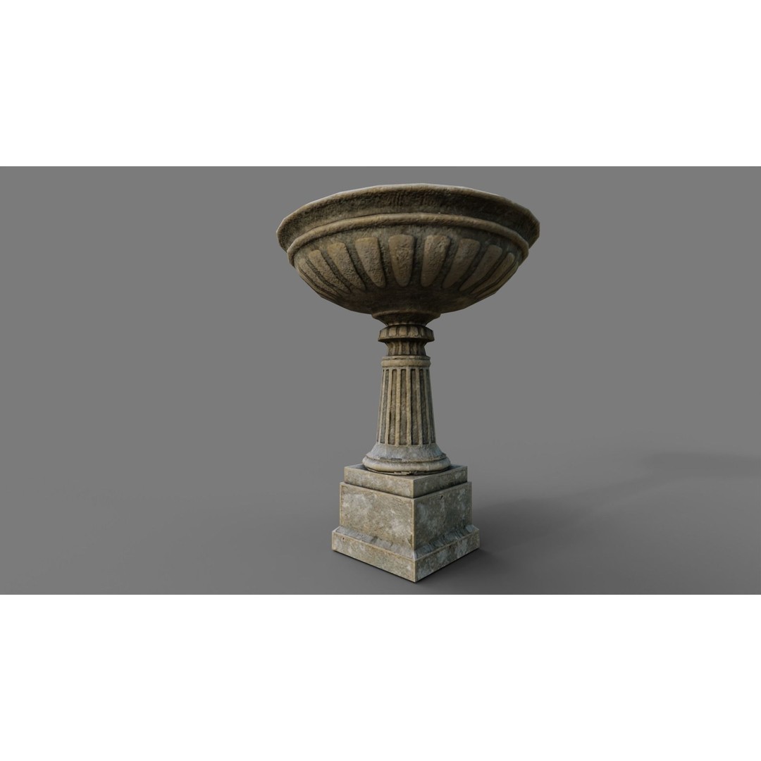 Multi-Level Fountain 3D Model – Low Poly Game Asset, FBX, OBJ - View 18