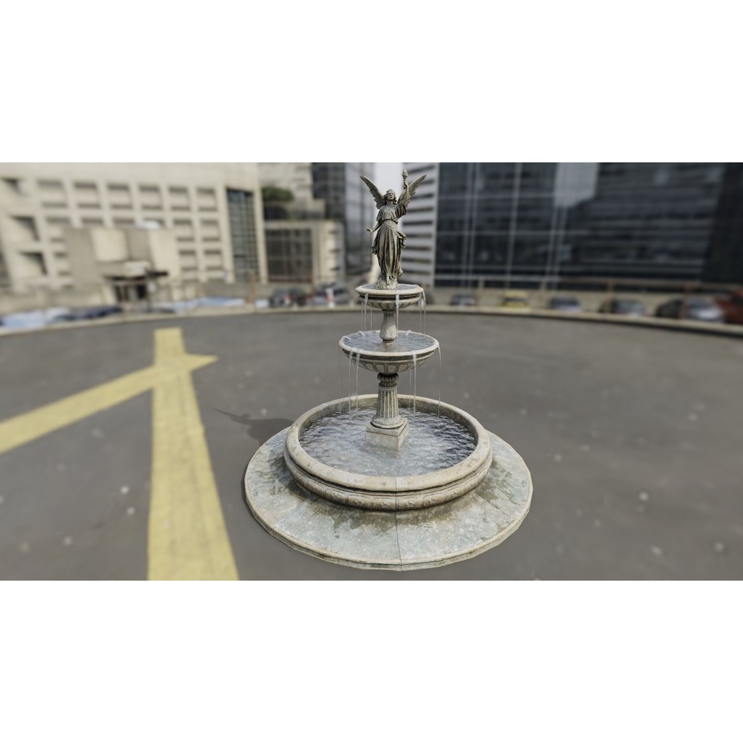 Multi-Level Fountain 3D Model – Low Poly Game Asset, FBX, OBJ - View 24