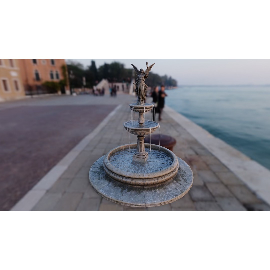 Multi-Level Fountain 3D Model – Low Poly Game Asset, FBX, OBJ - View 26