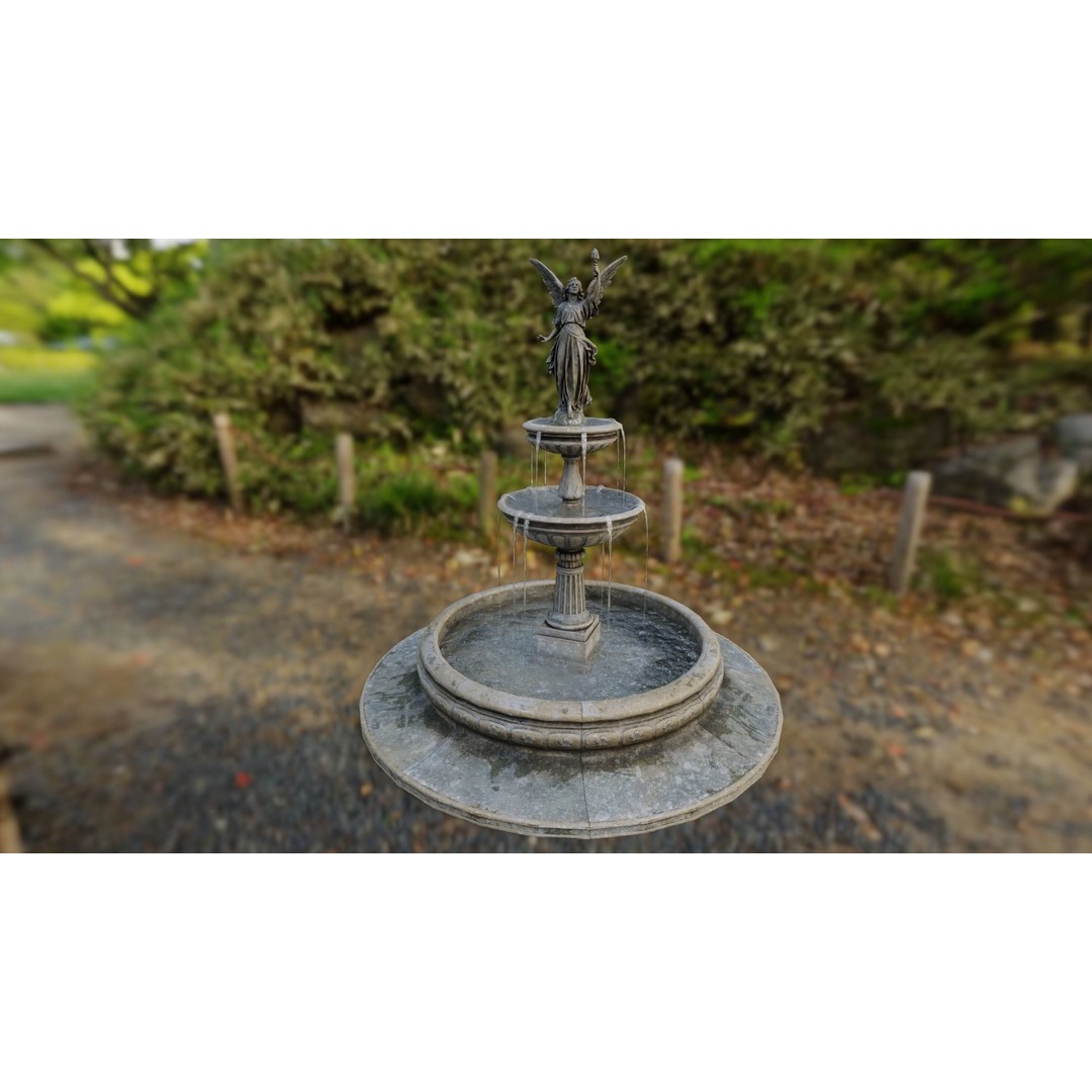 Multi-Level Fountain 3D Model – Low Poly Game Asset, FBX, OBJ - View 27