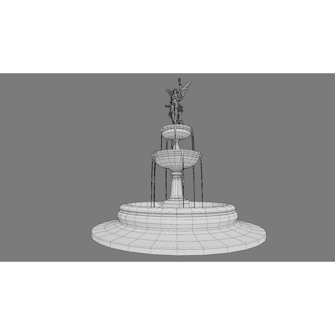 Multi-Level Fountain 3D Model – Low Poly Game Asset, FBX, OBJ - View 6