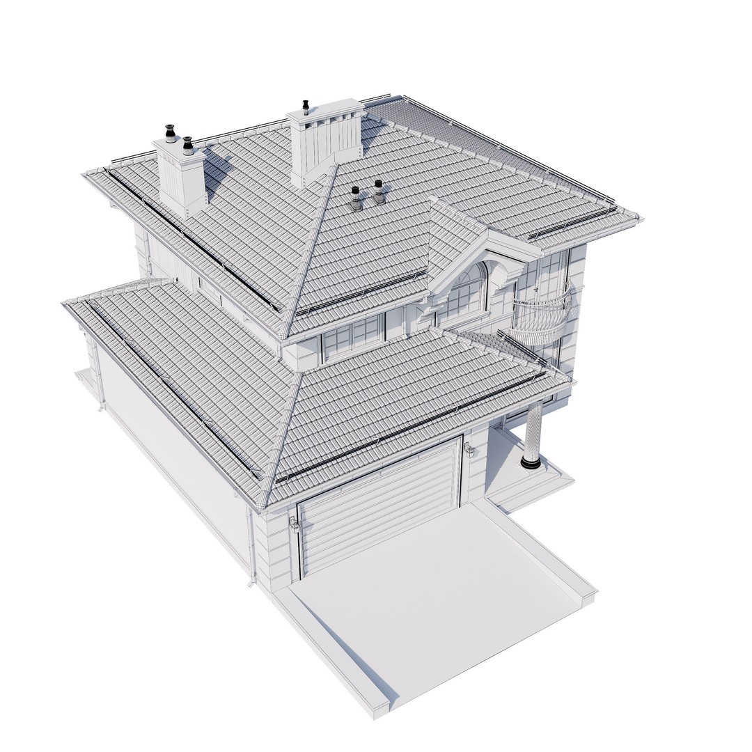 Modern House 3D Model – One-Story PBR Asset, FBX & V-Ray