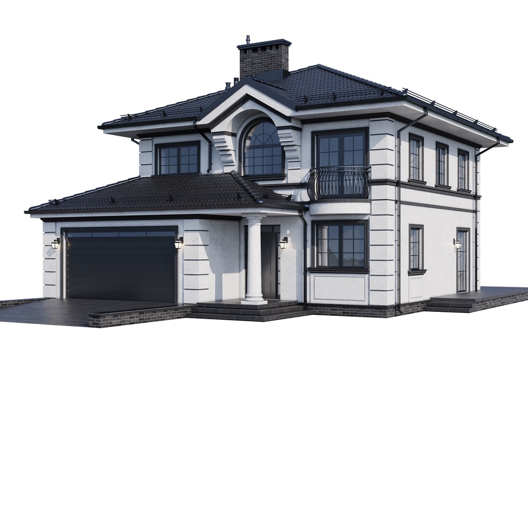 Modern House 3D Model – One-Story PBR Asset, FBX & V-Ray - View 12