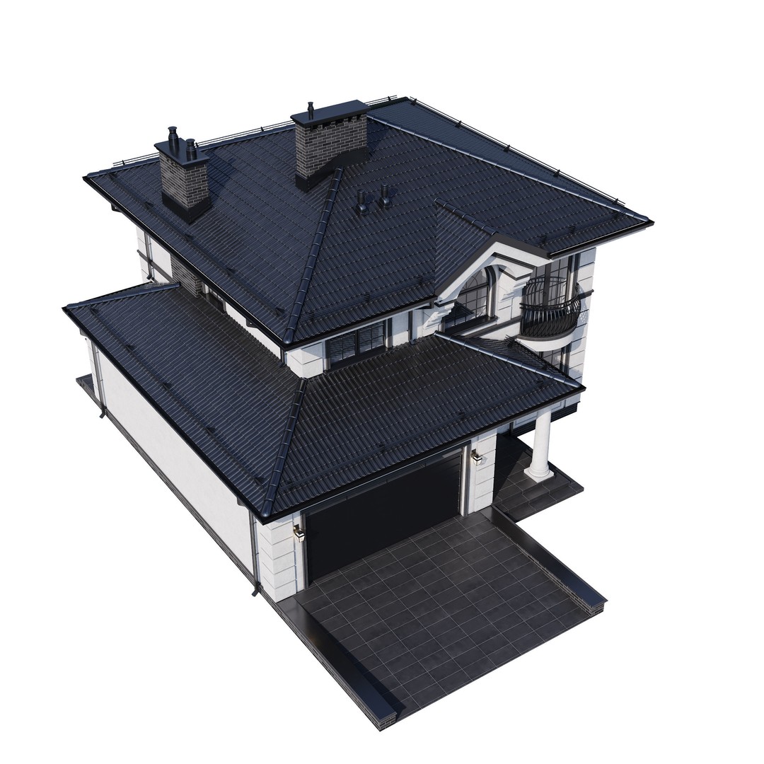 Modern House 3D Model – One-Story PBR Asset, FBX & V-Ray - View 23