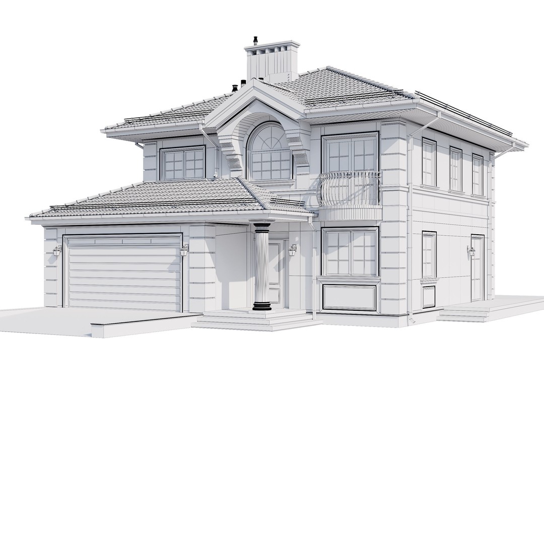 Modern House 3D Model – One-Story PBR Asset, FBX & V-Ray - View 24